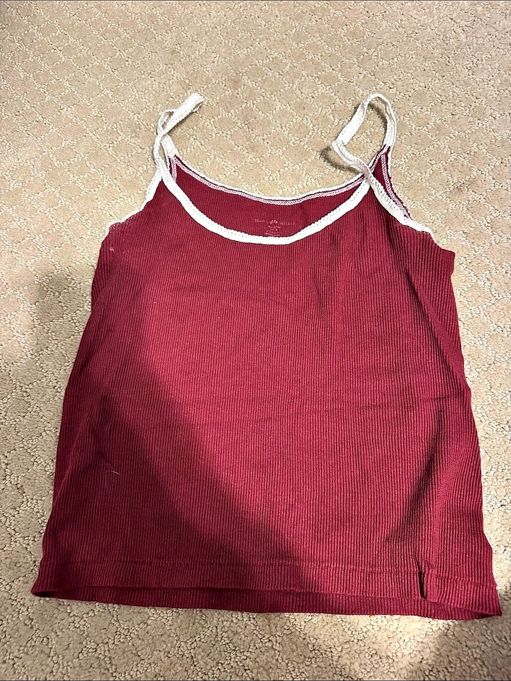Brandy Melville Ronnie Lace Tank Ribbed Top Red